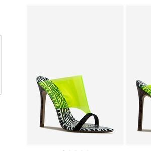 NIB Animal Print and Neon Slip on Stiletto